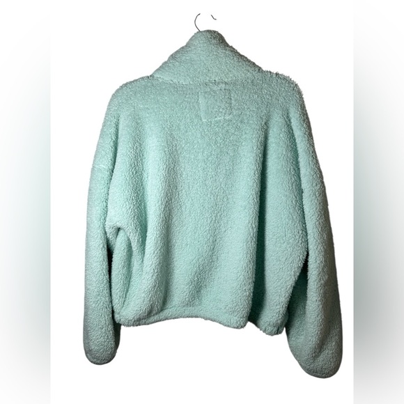 American Eagle Mint Green Sherpa Fleece Jacket Women’s Medium Zip Up Huggable - Picture 5 of 8